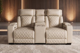Kinosessel HOLLYWOOD 2-Sitzer elektrisch verstellbar Kunstleder beige