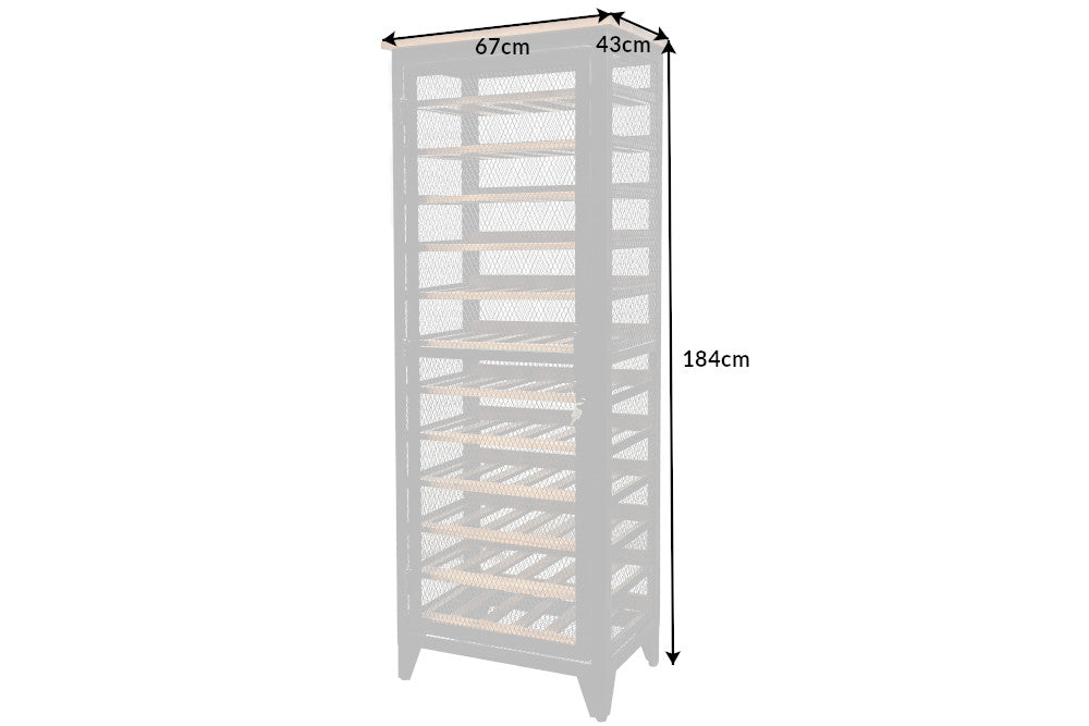 Weinschrank BODEGA 185cm für 72 Flaschen Kiefernholz grau