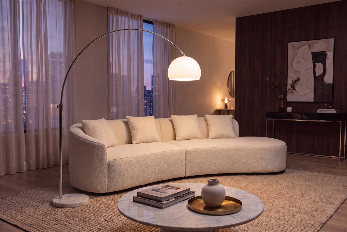 Floor lamp BIG BOW 175-205cm white w/ marble base