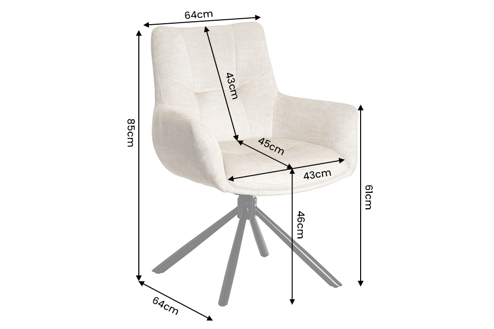Drehstuhl SIGNATURE 360° drehbar m/ Armlehnen Federkern Samt beige