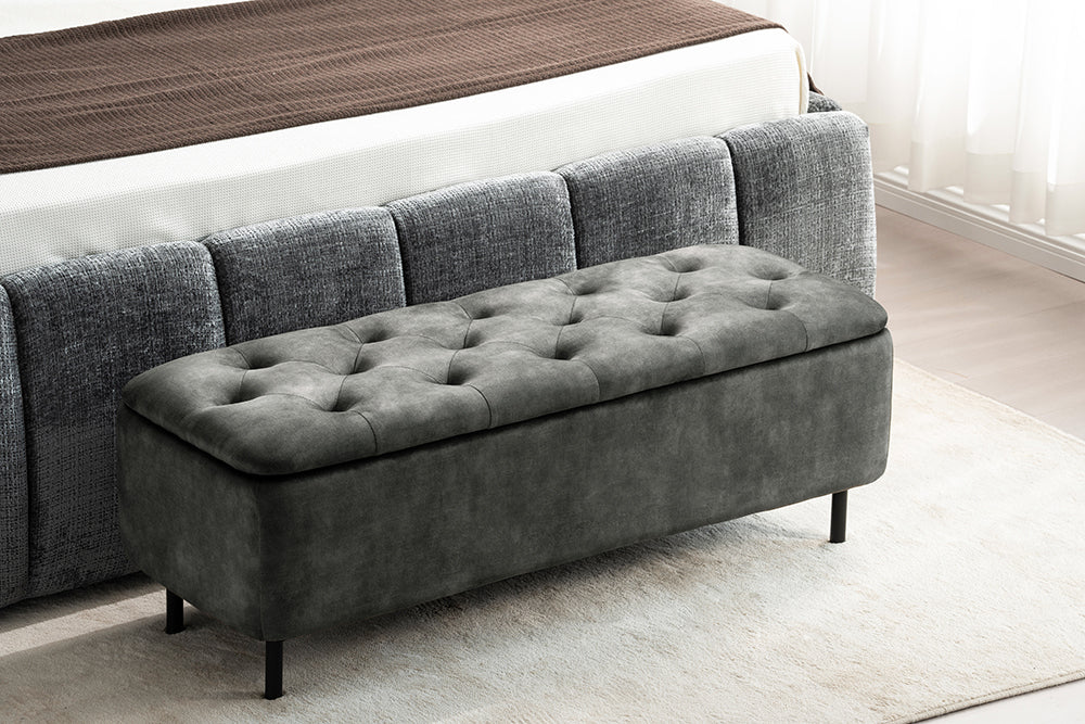 Sitzbanktruhe EN VOGUE 120cm mit Stauraum Samt dunkelgrün