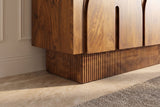 Sideboard ARCADIA 160cm arched front fluted pedestal base mango wood brown