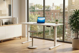 Bürotisch WHITE DESK 140cm höhenverstellbar anthrazit mit weißem Gestell