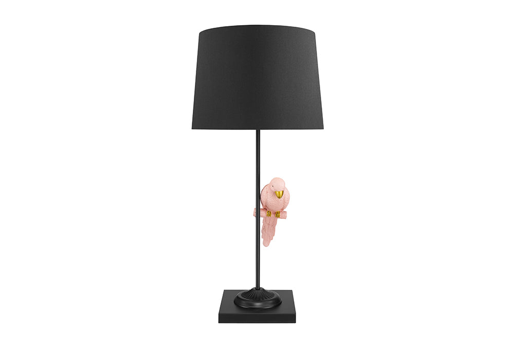 Table lamp WILDLIFE 75cm black gold pink parrot