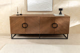 Sideboard GRANDEZZA 180cm walnut wood look w/ black metal frame