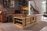 Coffee table BODEGA 100cm w/ wine shelf and storage space mango wood natural