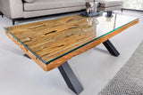 Coffee table BARRACUDA 110cm recycled teak wood w/o glass plate