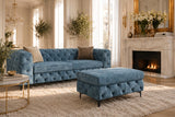 Hocker MODERN BAROCK 95cm Samt petrol