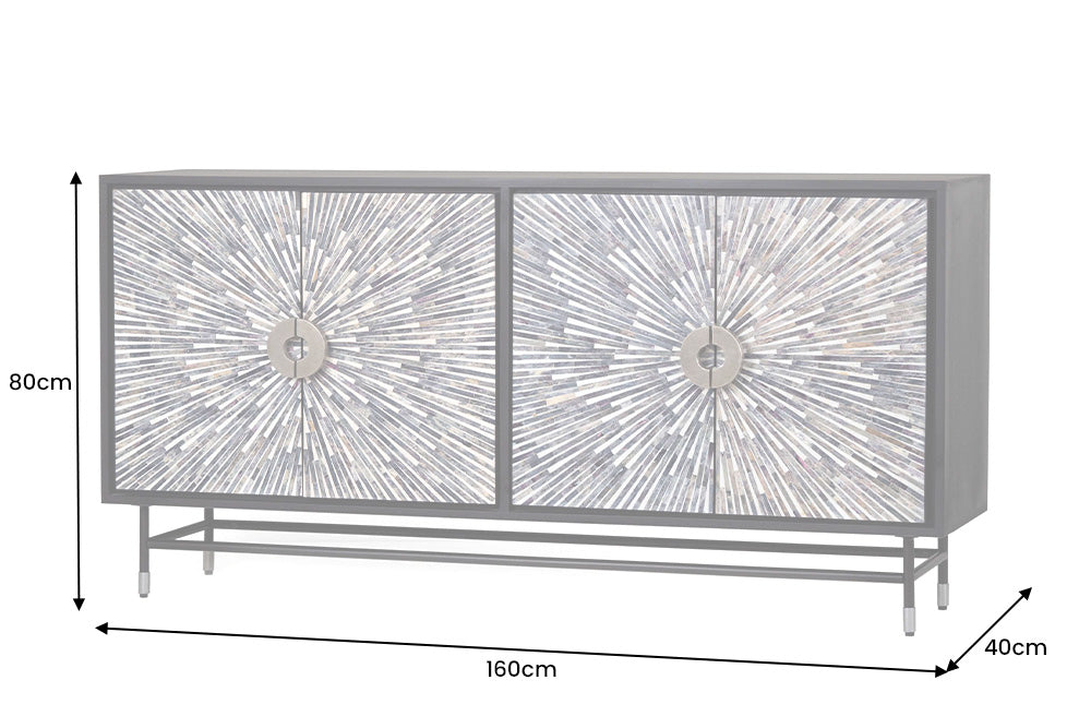 Sideboard HERITAGE 160cm mosaic bones black white