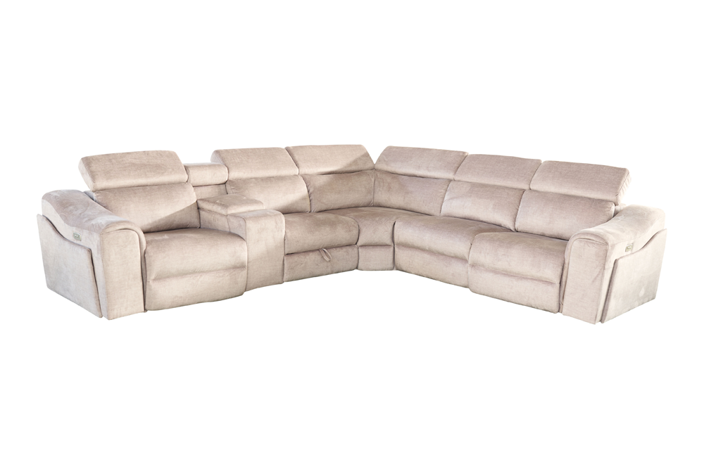 Corner sofa PRIME multifunctional electrically adjustable w/ storage space vogue velvet beige