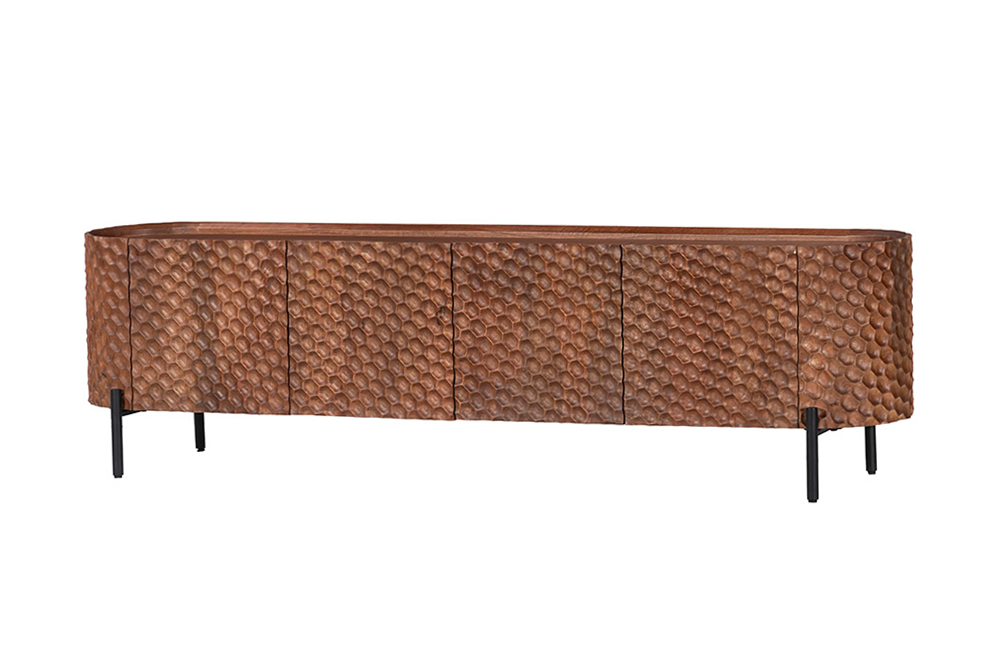 TV-Board ADLON 200cm 3D massive mango wood w/ black frame