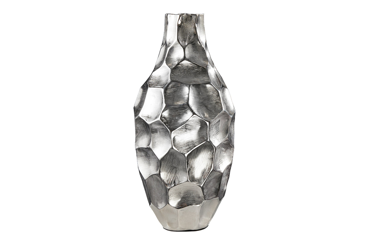 Vase ORGANIC ORIENT 45cm mit Hammerschlageffekt silber
