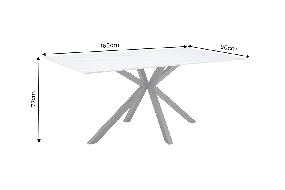 Dining table GALAXIE 160cm w/ star frame ceramic white