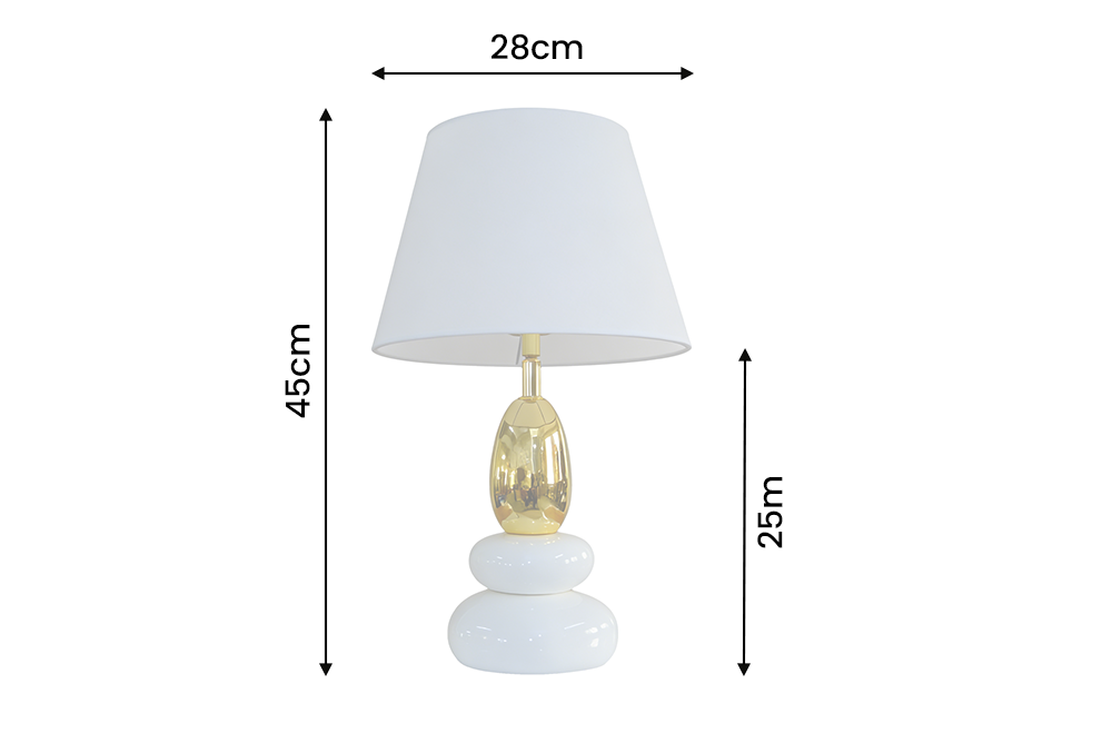 Table lamp STONES OF ZEN 45cm w/ adjustable lampshade white gold