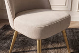 Chair MIA CASA brushed metal legs cord beige champagne gold