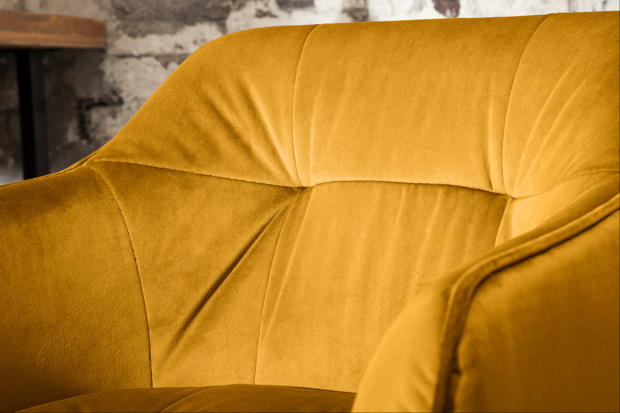 Bar chair LOFT with armrests velvet mustard yellow