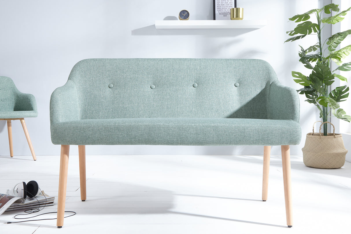 Bench SCANDINAVIA 116cm with armrests textured fabric greente