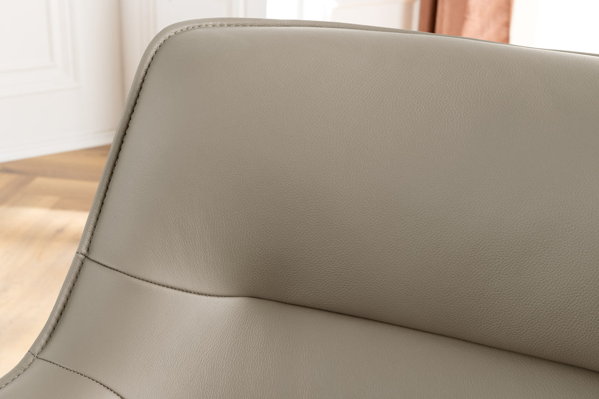 Swivel chair LE GRAND rotatable 180° w/ armrests textured cloth and leather taupe