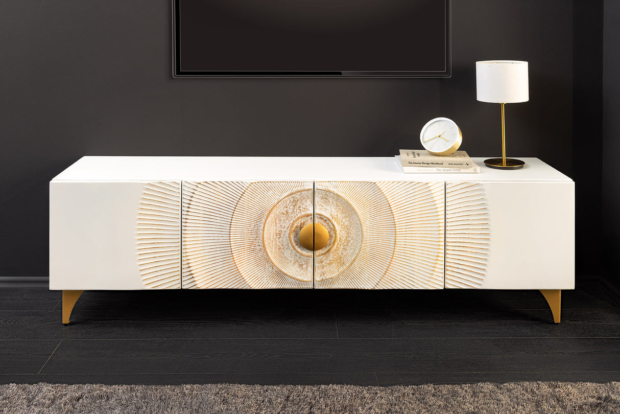 TV-Board GOLDEN SUNSET 180cm 3D mango wood white