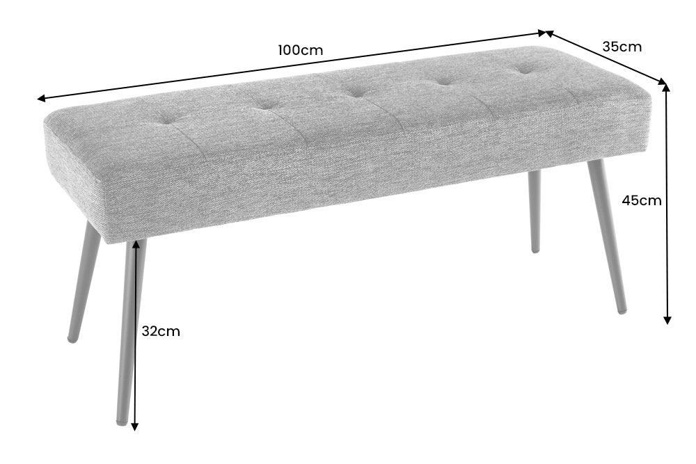 Banc BOUTIQUE 100cm bouclé champagne grège