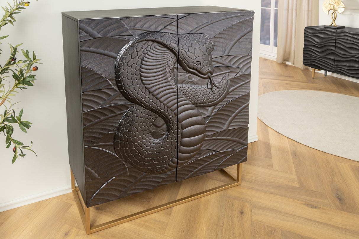 Highboard SNAKE 120cm schwarz Mangoholz