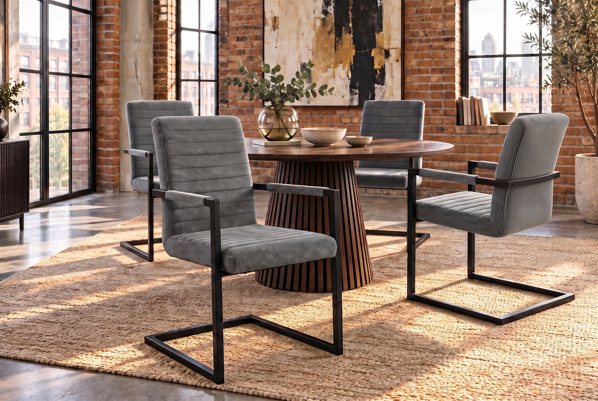 Cantilever chair LOFT w/ armrests cord grey metal frame black