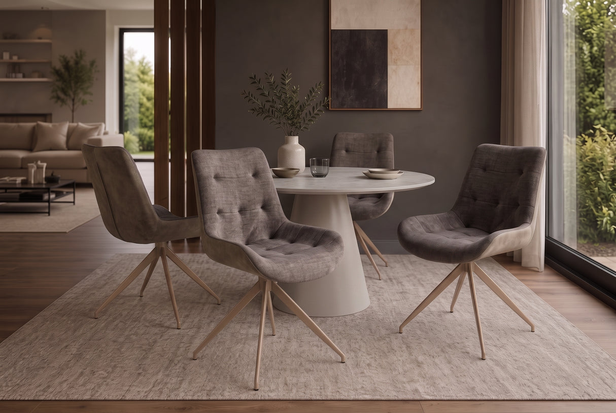 Stuhl DIVANI Retro-Stil Samt Mikrofaser Taupe Beige