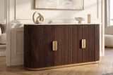 Sideboard GATSBY 140cm mango wood brown marble top white