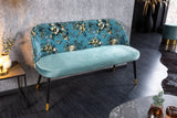 Bench PRÊT-À-PORTER BOUTIQUE 130cm velvet turquoise w/ golden foot caps