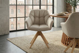 Swivel chair PAPILLON rotatable 180° w/ armrests velvet beige oak