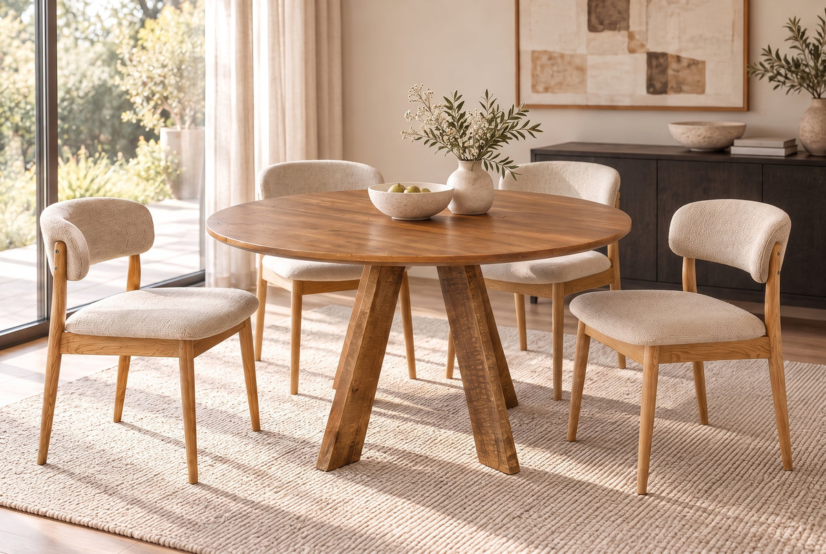 Esstisch ART WOOD Ø 140cm rund Mangoholz braun honigfarbenes Finish