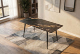 Esstisch MILANO 140cm Aurora Oro Keramik Schwarzgold Sand