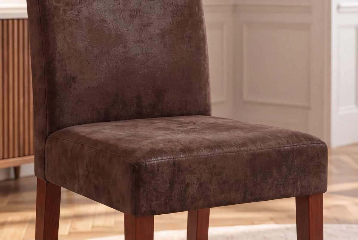 Chair GENUA microfibre vintage look cigar brown w/ rubberwood legs