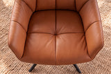 Swivel chair PAPILLON 180° rotatable w/ armrests leather cognac