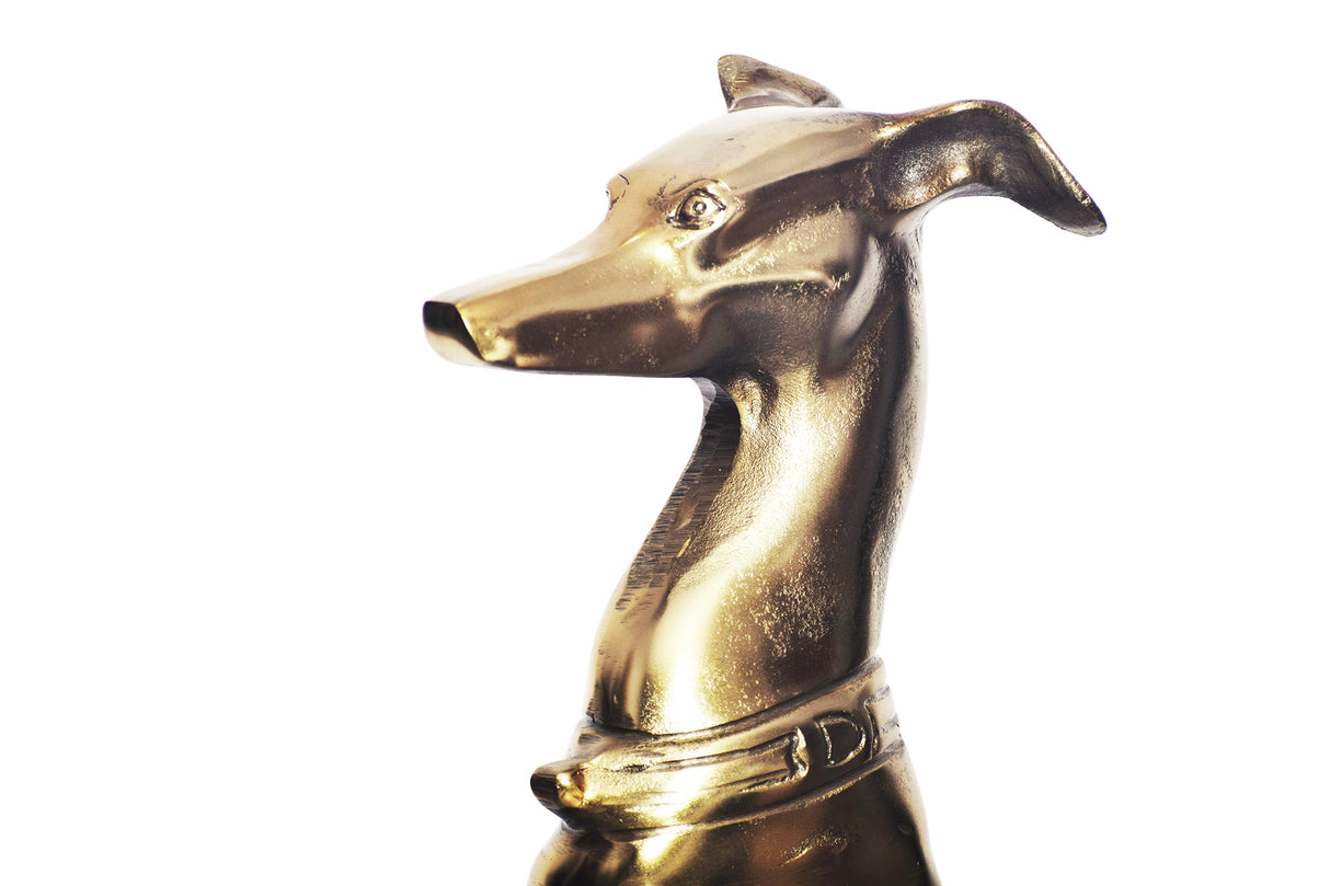 Skulptur WINDHUND 70cm Aluminium gold