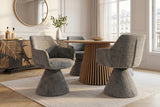 Swivel chair AMBIENTO 180° auto-return w/ armrests chenille grey
