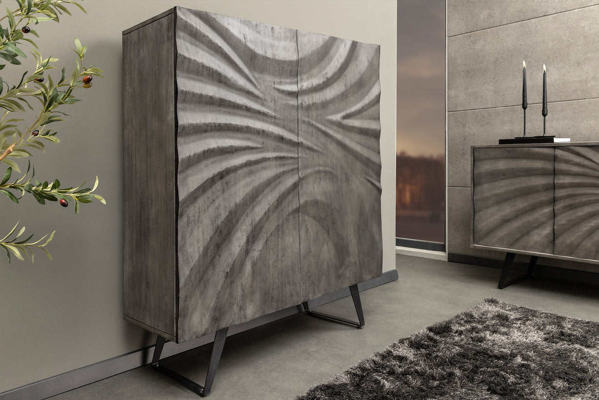 Highboard HURRICANE 120cm 3D acacia wood grey