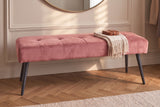 Bench BOUTIQUE 100cm button tufted look velvet dusky pink w/ black metal legs