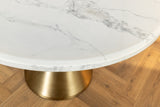 Esstisch ELEGANCIA 130cm rund Gestell gold weiß Marmoroptik