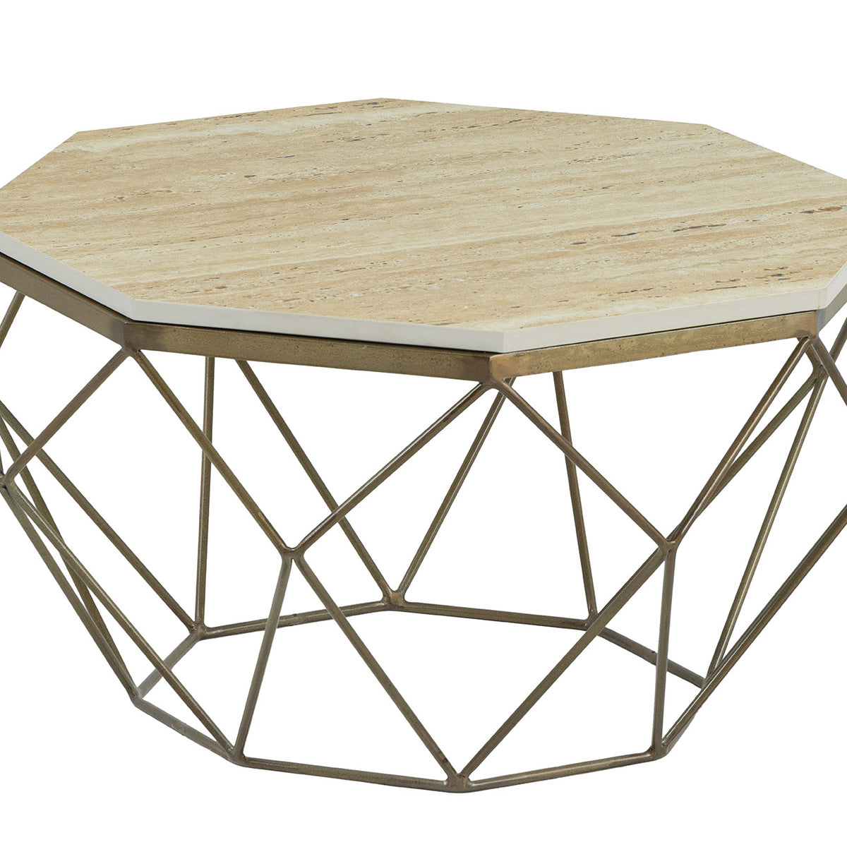 Coffee table DIAMOND 70cm rack iron brass top travertine – Invicta Interior