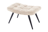 Hocker SCANDINAVIA mit schwarzen Metallbeinen Chenille-Stoff Champagner