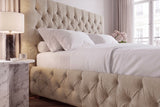 Bed PARIS CHESTERFIELD 180x200cm linen fabric beige