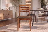 Chair MAKASSAR 90cm microfibre brown and sheesham wood brown stone finish