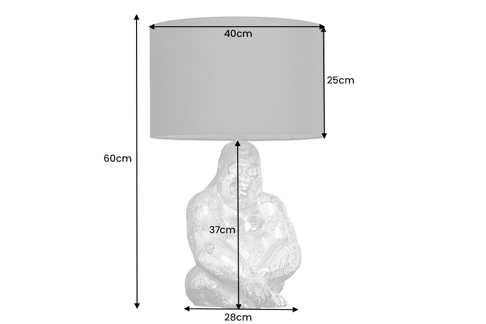 Lampe GORILLA 60cm silber ohne Lampenschirm