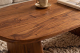 Coffee table SCULPTURA 110cm sculptural shape acacia wood brown