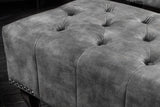 Fußhocker CHESTERFIELD Antik-Look Samt grau