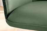 Swivel chair LE GRAND rotatable 180° w/ armrests textured cloth and leather green