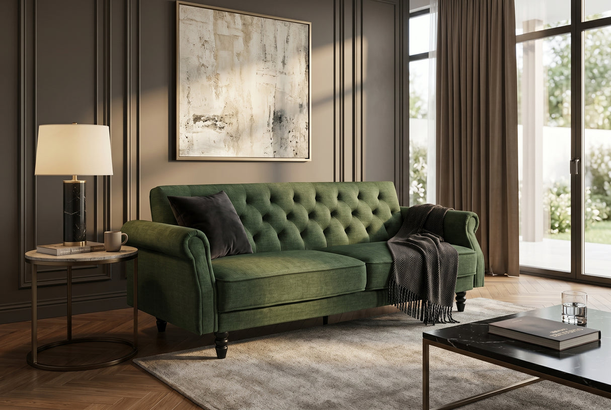 Sofa bed MAISON BELLE AFFAIRE 220cm vogue velour velvet moss green
