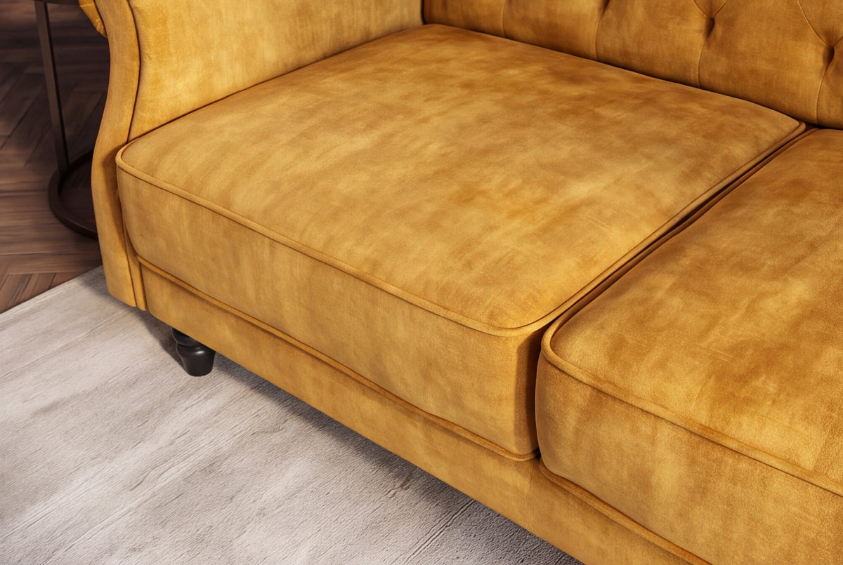 Sofa bed MAISON BELLE AFFAIRE 220cm velvet mustard yellow