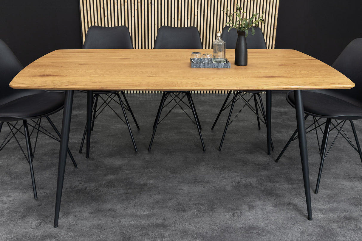 Dining table APARTMENT 120cm natural wild oak wood look w/ black metal frame